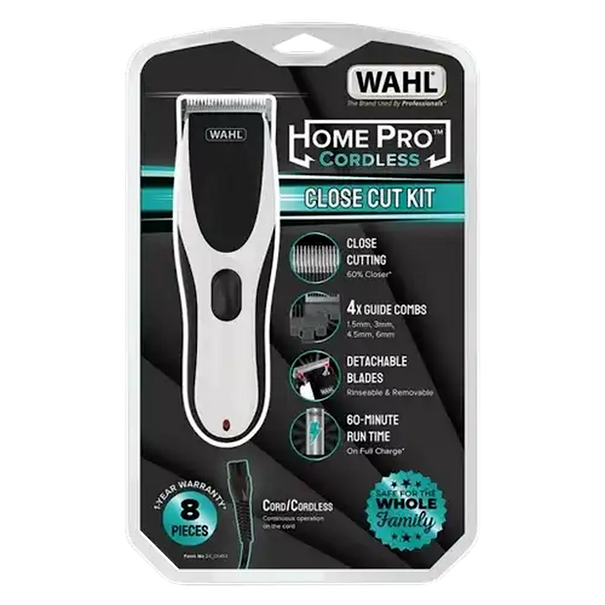 Wahl Home Pro Cordless Close Cut Hair Clipper 8 Piece